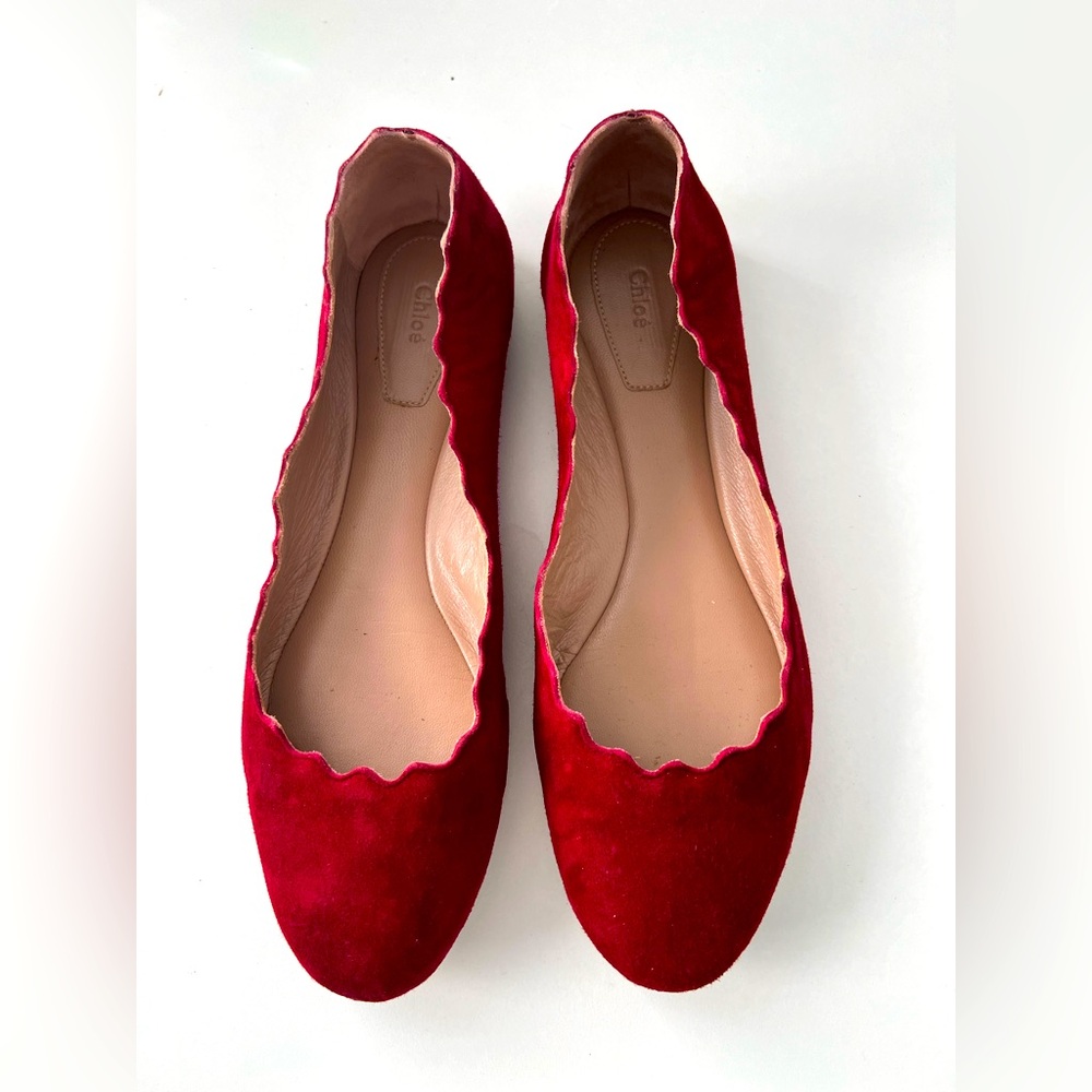Chloe Suede Wave Ballerina Slipper Flat. IT 37.5